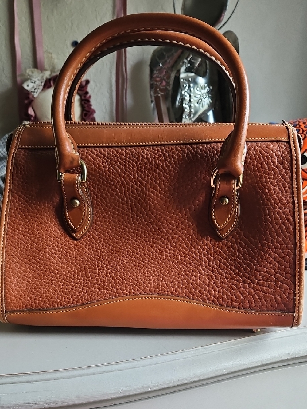 Dooney & Bourke Pebbled Leather Satchel in Cognac - Picture 2 of 10